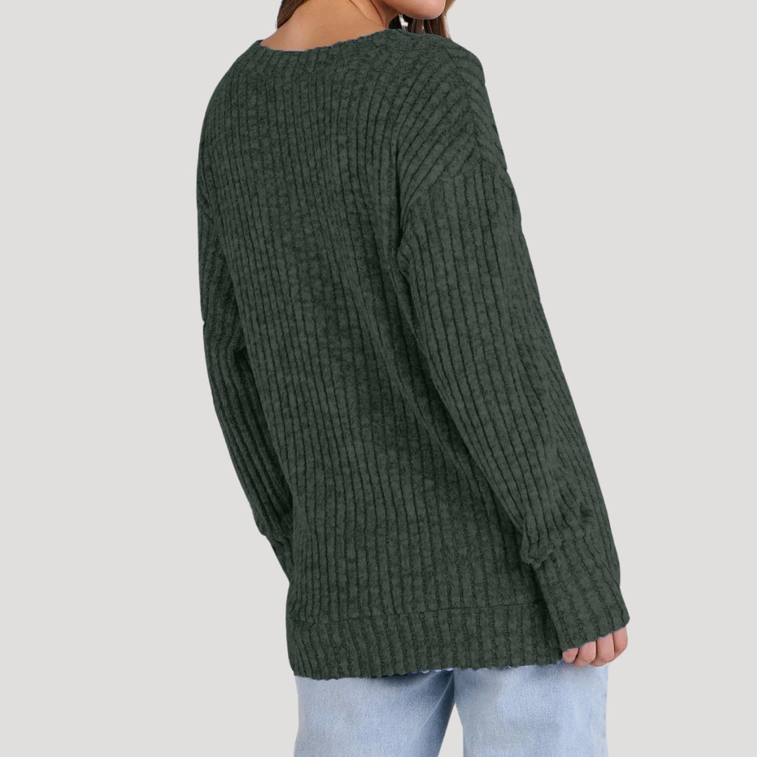 Women’s v-neck ribbed knit sweater