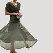 Women’s off shoulder chiffon midi dress