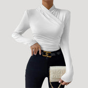 Women ruched crossover top