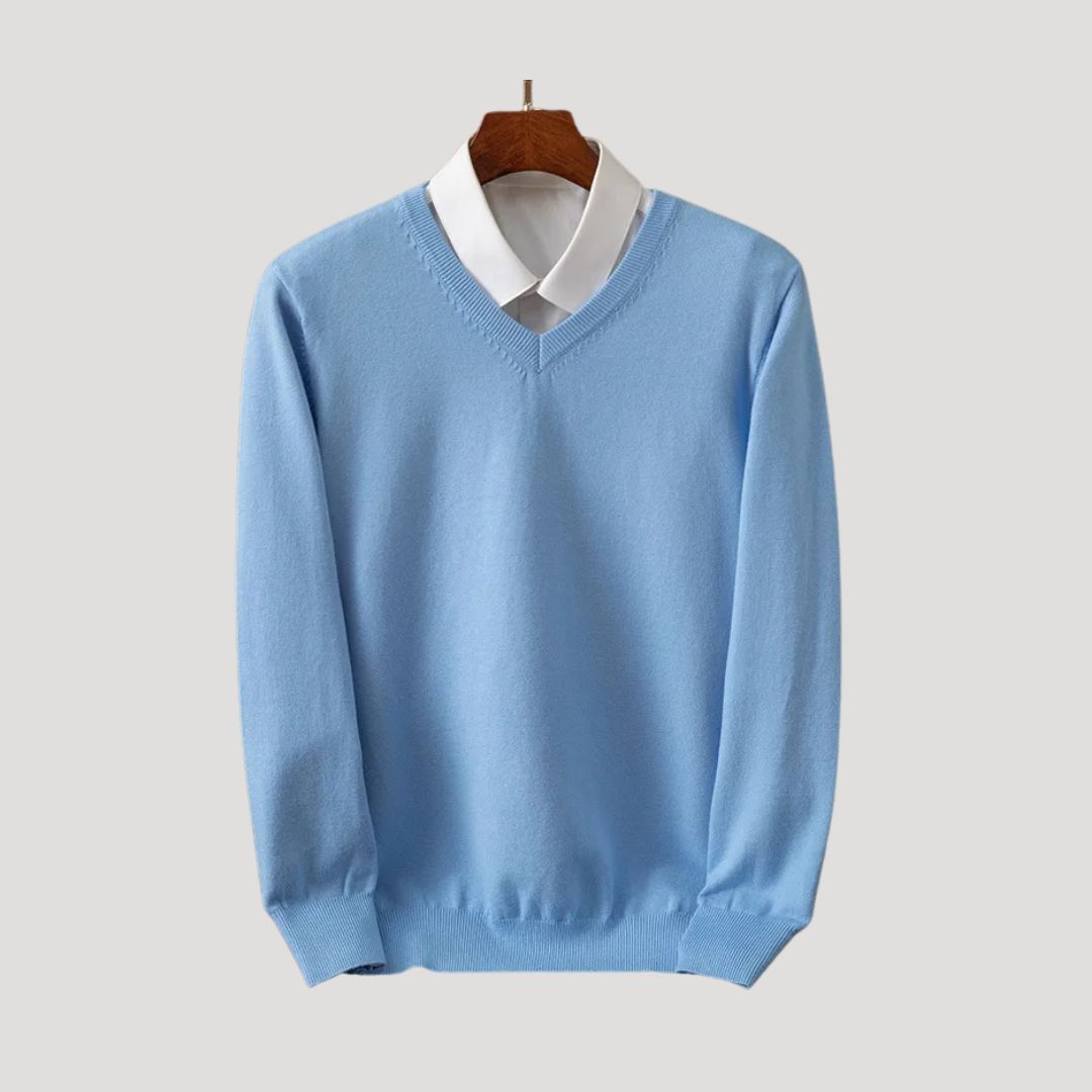 Men’s long sleeve polo sweater with shirt collar