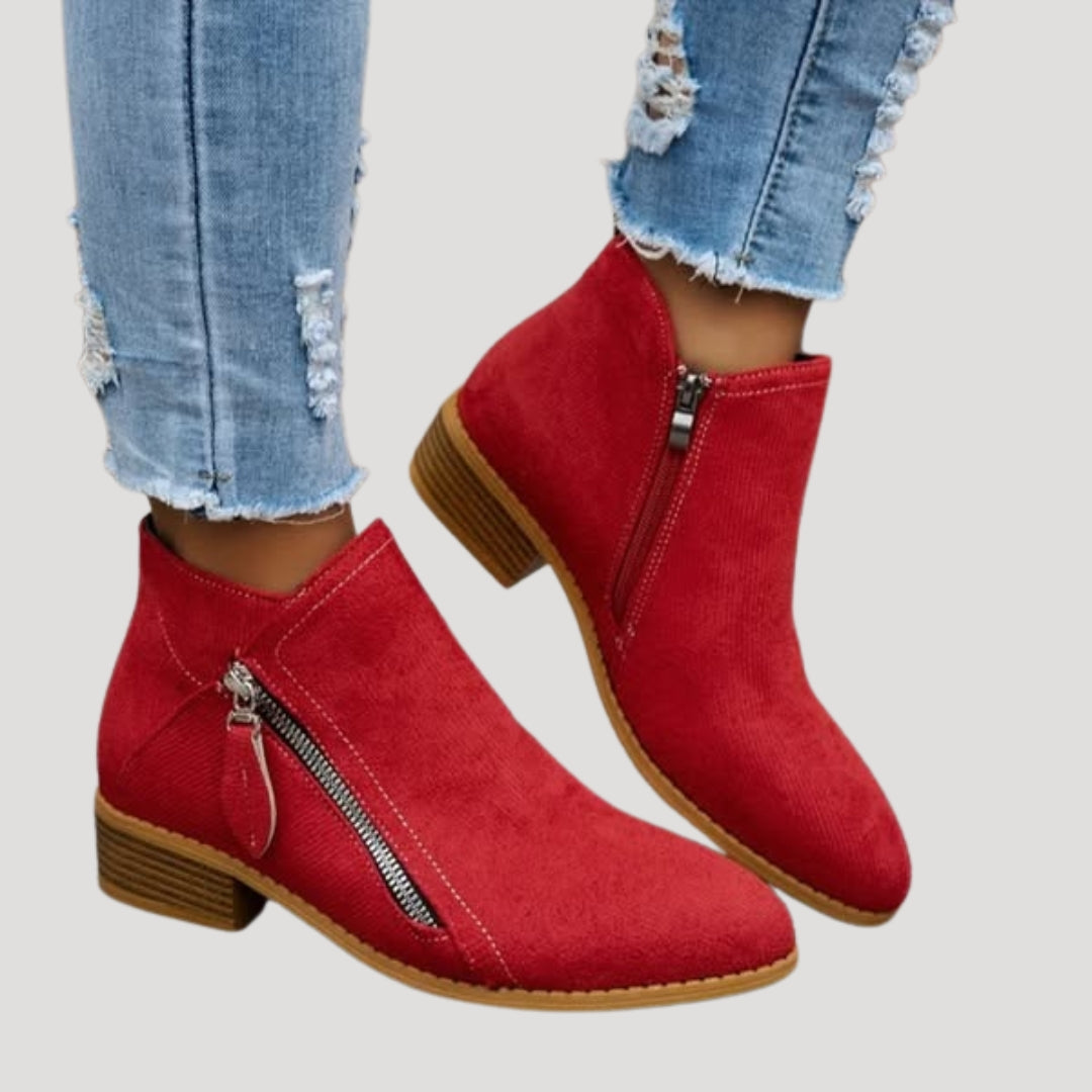 Women’s block heel zip low ankle boots
