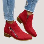 Women’s block heel zip low ankle boots