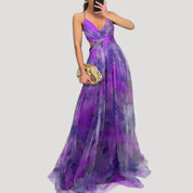 Women’s strappy v neck printed maxi dress