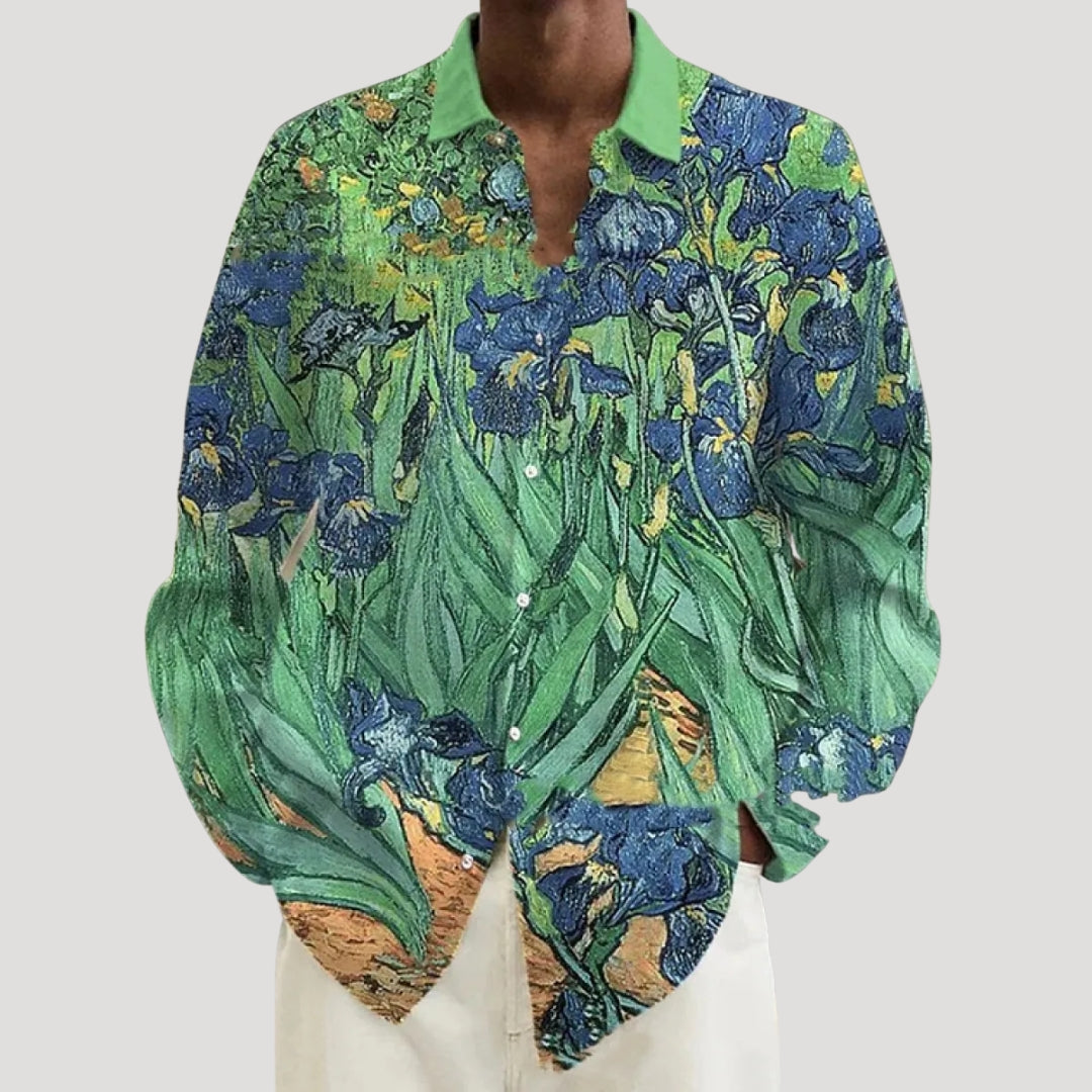 Men’s long sleeve floral printed casual shirt