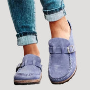 Women’s suede slip on loafers – wide fit flats