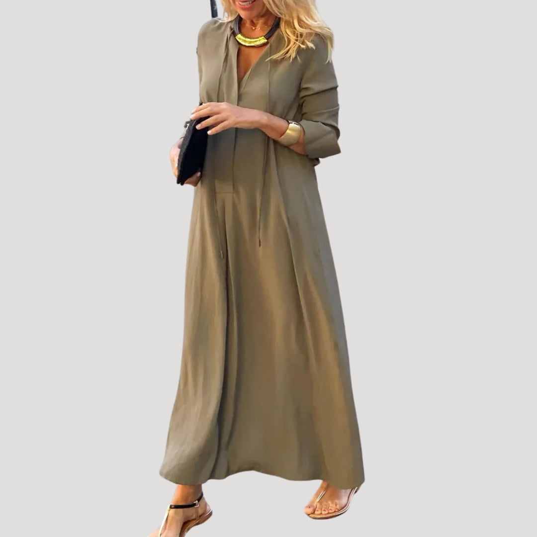 Women's summer dresses long sleeve v neck maxi Noir & Pearl Women's summer dresses long sleeve v neck maxi Noir & Pearl