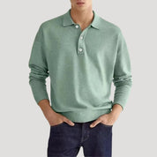 Men cotton relaxed polo sweater