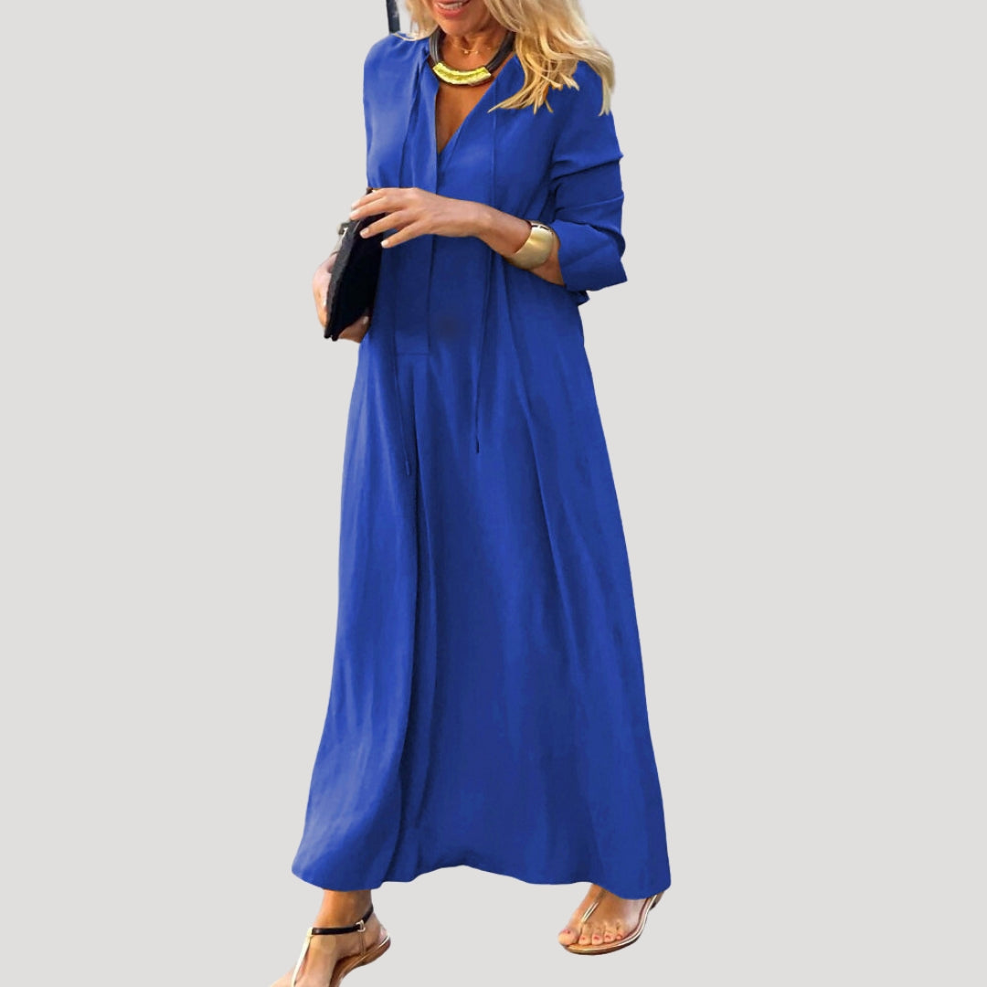 Women’s long sleeve v neck maxi dress