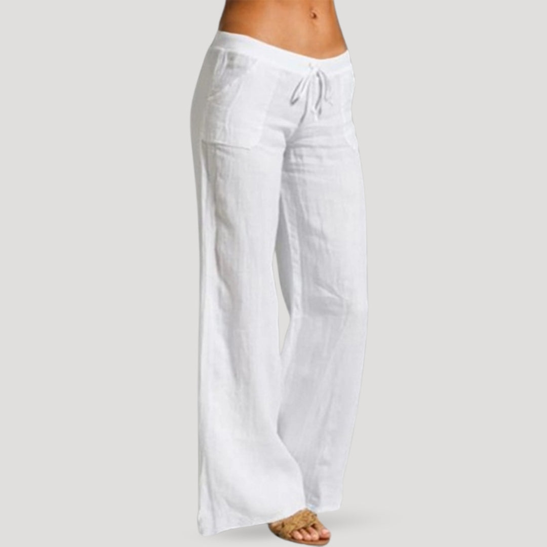 Casual linen drawstring trousers