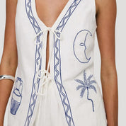 Embroidered linen two-piece summer set