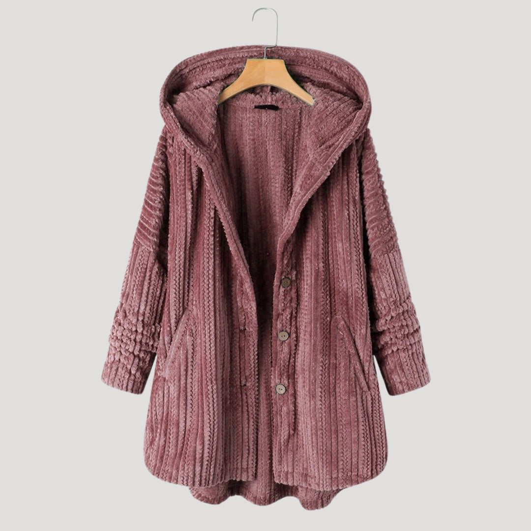 Cozy hooded textured coat