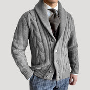 Men’s shawl collar wool knit cardigan sweater