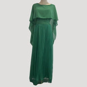 Women’s pleated chiffon cape sleeve maxi dress