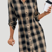 Plaid button-up shirt dress