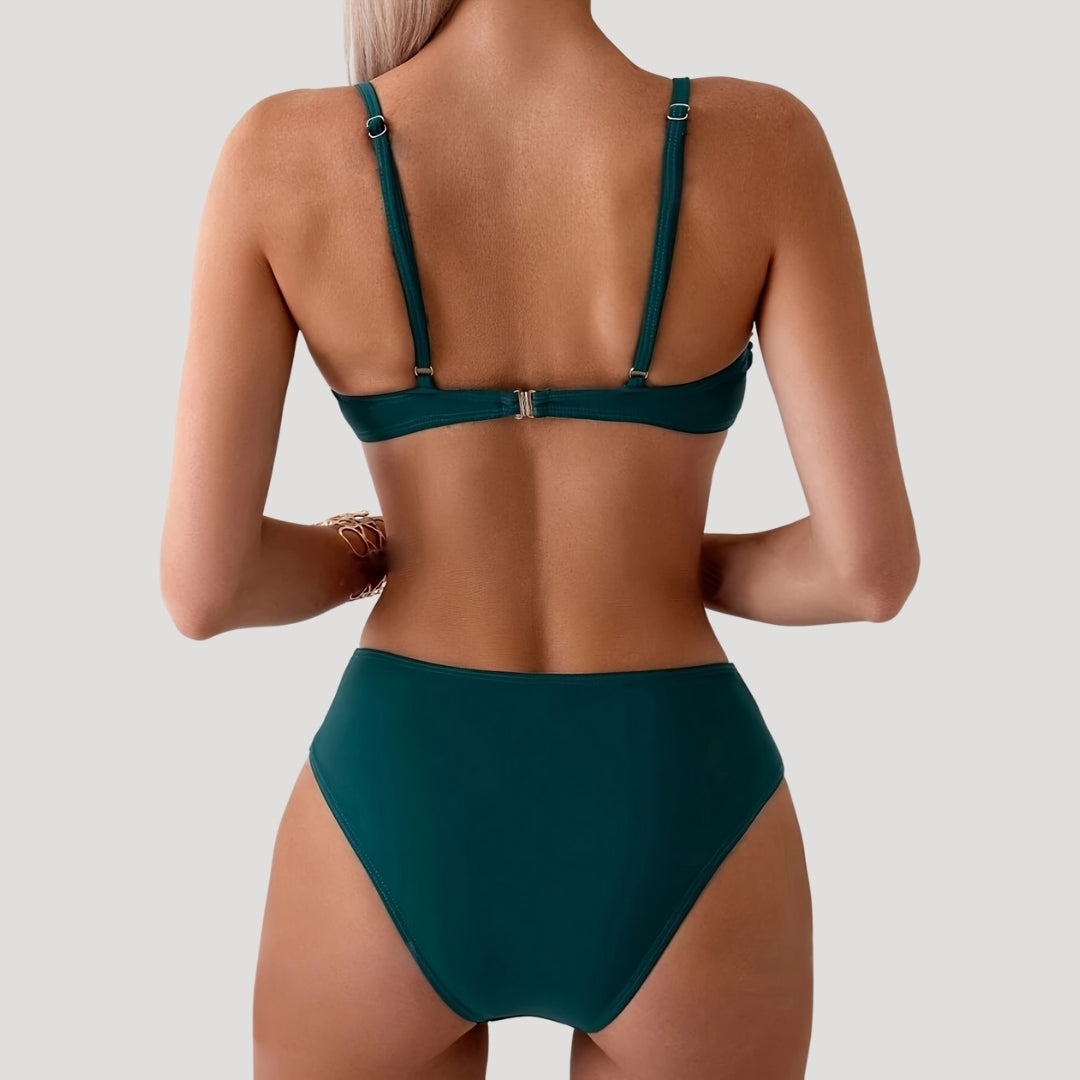 Ruched ring detail bikini set