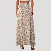 Floral high-waist maxi skirt with slit