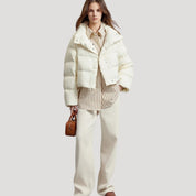 Women’s cropped puffer jacket quilted padded winter coat
