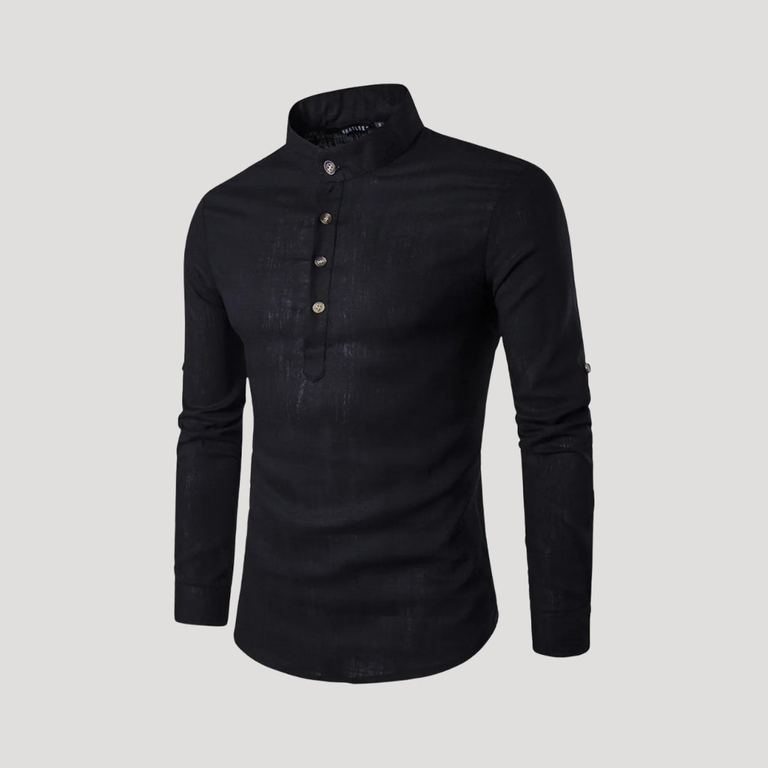 Men’s grandad collar long sleeve casual pullover shirt