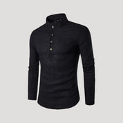 Men’s grandad collar long sleeve casual pullover shirt