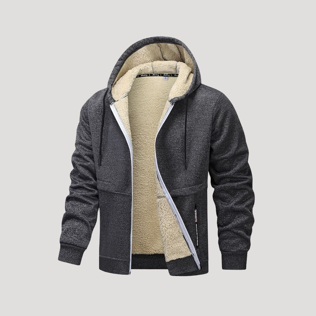 Men’s fleece zip up winter coat hoodie