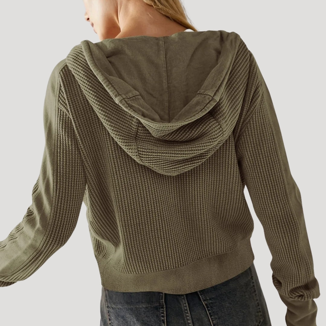 Women’s cropped zip up knit jumper top