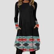 Women’s long sleeve printed midi swing dress
