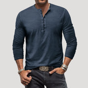 Men’s long sleeve henley top casual t shirt