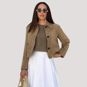 Women’s long suede smart oversized trench coat