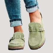 Women’s suede slip on loafers – wide fit flats
