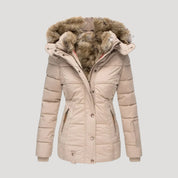 Women's fur-lined puffer coat