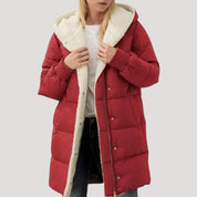 Women hooded puffer coat with fleece lining