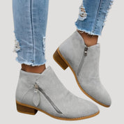 Women’s block heel zip low ankle boots