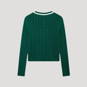 Women cable-knit v-neck sweater