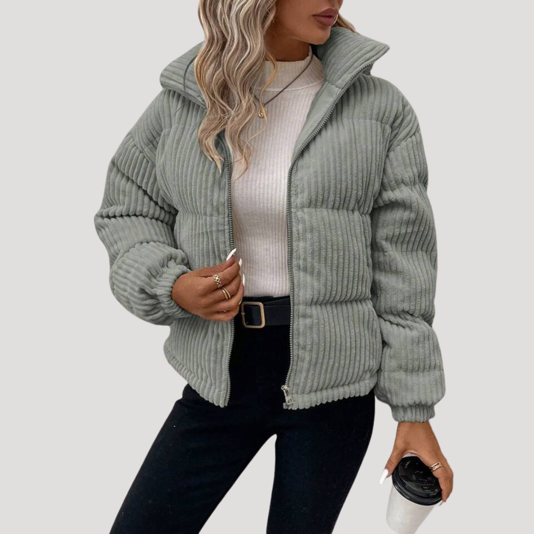 Women’s corduroy bomber jacket fleece lined winter style