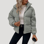 Women’s corduroy bomber jacket fleece lined winter style