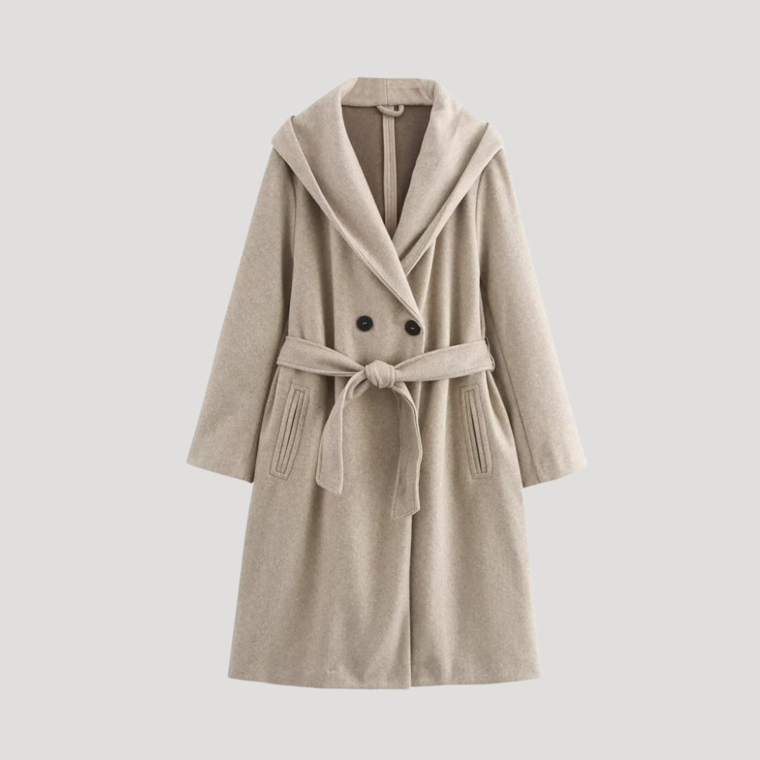 Luxurious hooded wool coat