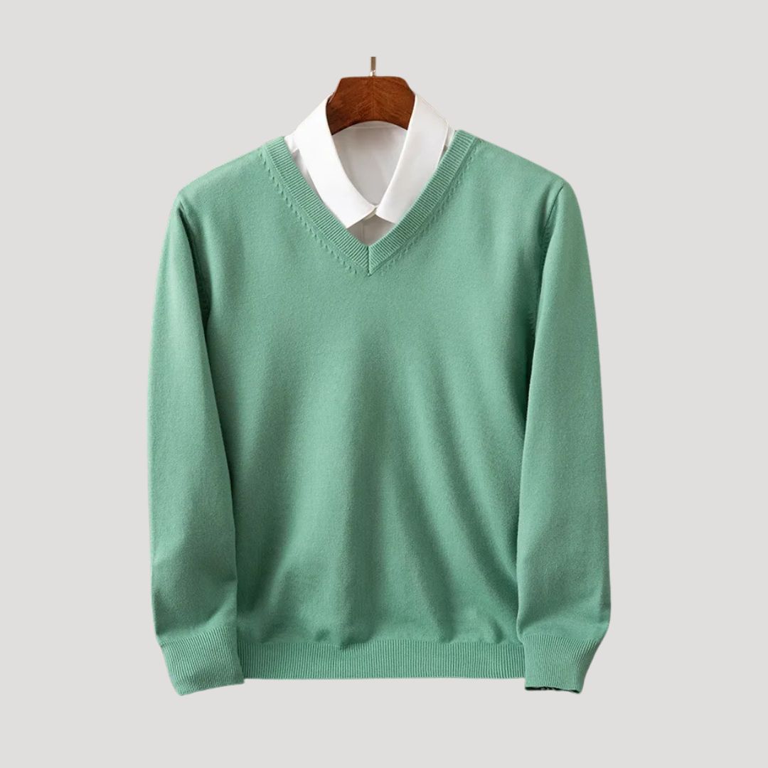 Men’s long sleeve polo sweater with shirt collar