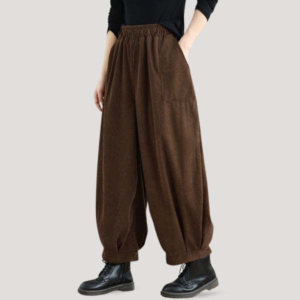 Women's corduroy wide leg pants – high waisted – NOIR & PEARL