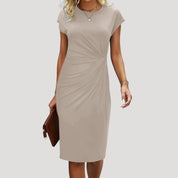 Women’s ruched cap sleeve midi dress