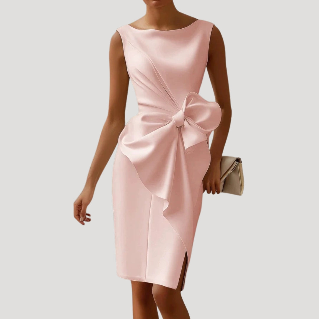 Women’s sleeveless wrap midi dress with bow