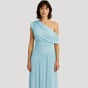 Women’s one shoulder ruched elegant summer maxi dress