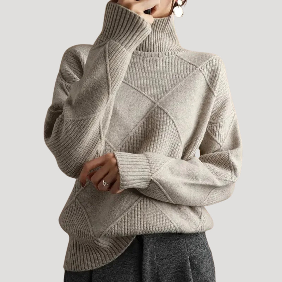 Women's turtleneck diamond sweater