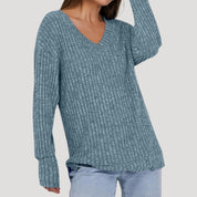 Women’s v-neck ribbed knit sweater