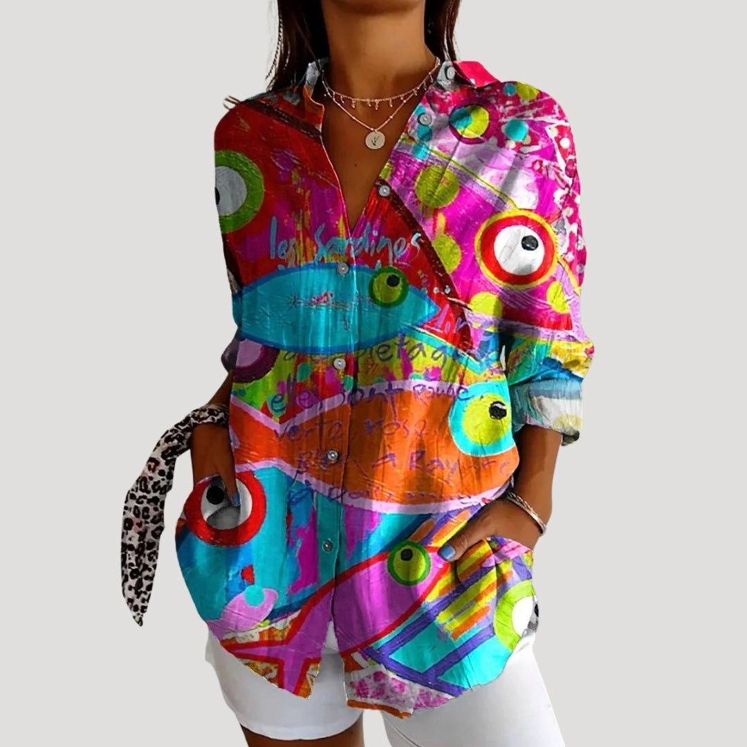 Women’s summer linen shirt long sleeve blouse