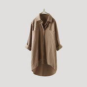 Women’s oversized longline button shirt collared blouse