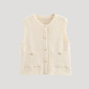 Women knit sleeveless cardigan