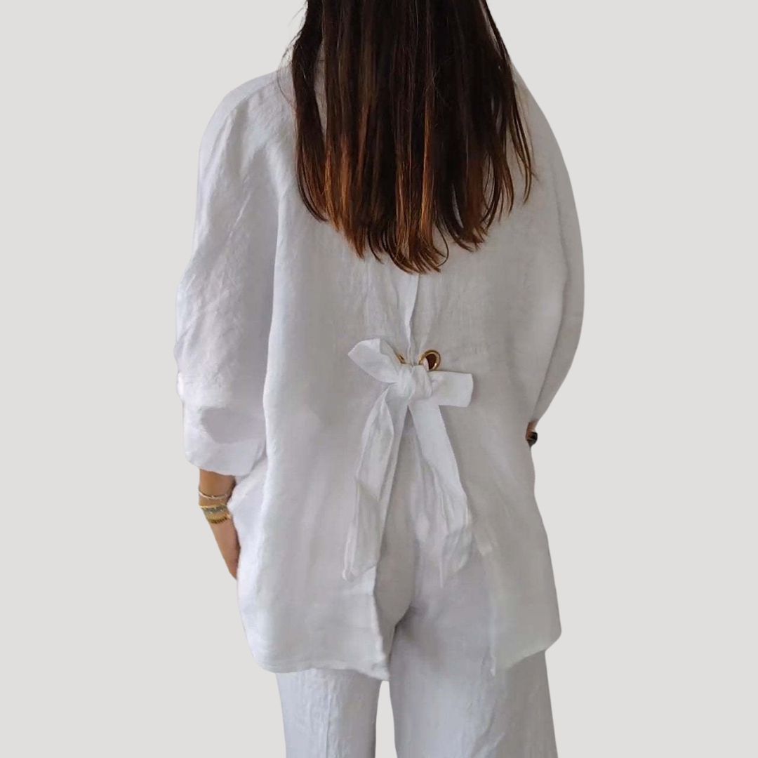 Women’s linen long sleeve button shirt blouse