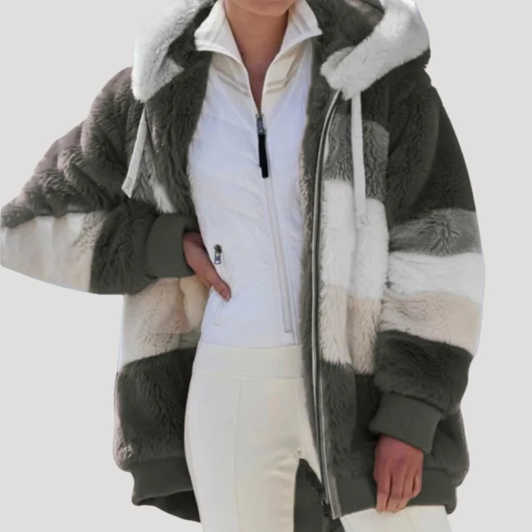 Women’s fluffy faux fur cosy winter jacket
