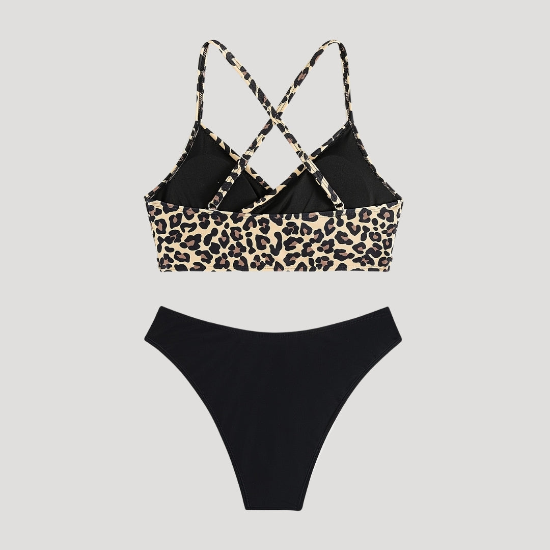 Leopard print wrap bikini set