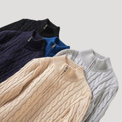 Men cable knit half-zip sweater